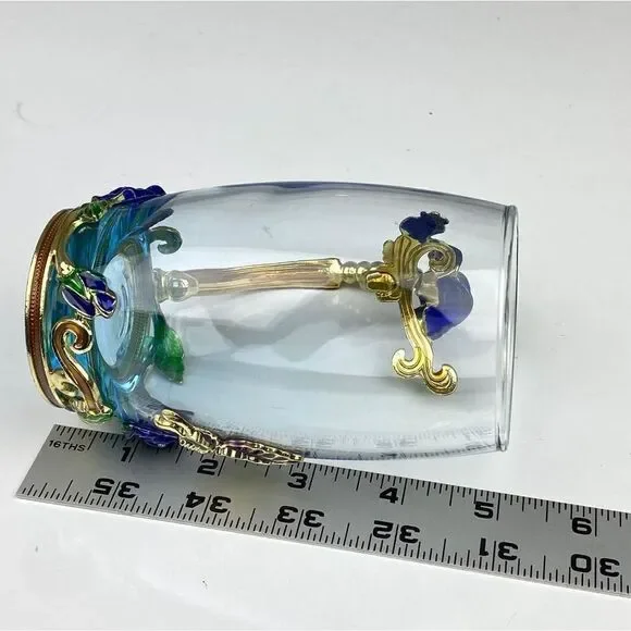 ARC of France Glass Tea Cup w/ Enamel Rose Flower Butterfly, Spoon & Doily BB144 - Picture 10 of 10